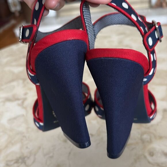 Ruby Shoo Evie Womens Shoes (Navy) Polka Dot Rockabilly Wedge Sandals - Picture 7 of 12